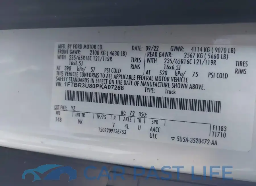 1FTBR3U80PKA07268# 9