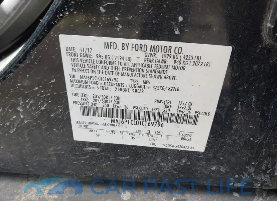 MAJ6P1CL0JC169796# 9
