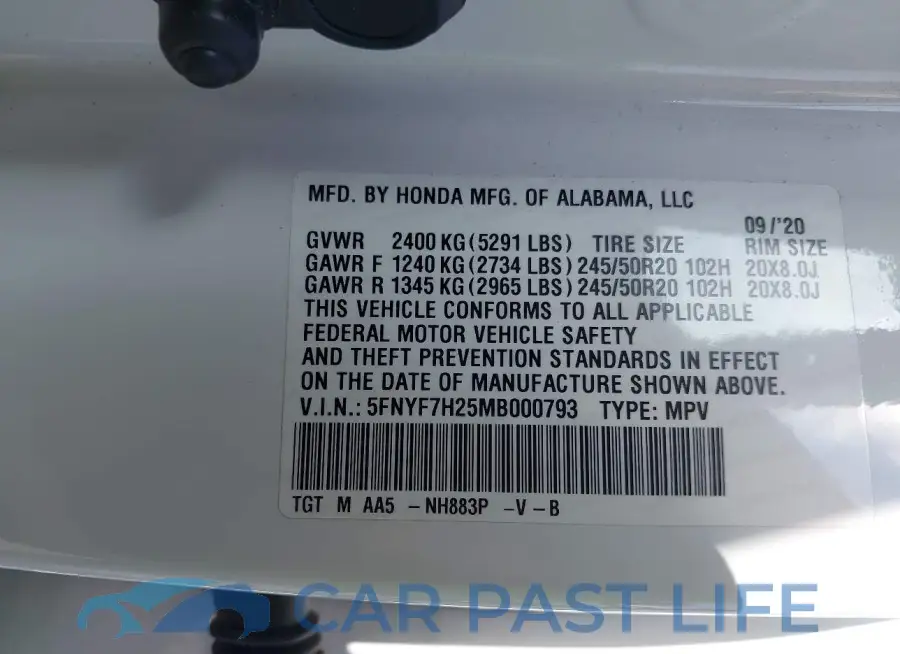 5FNYF7H25MB000793# 9