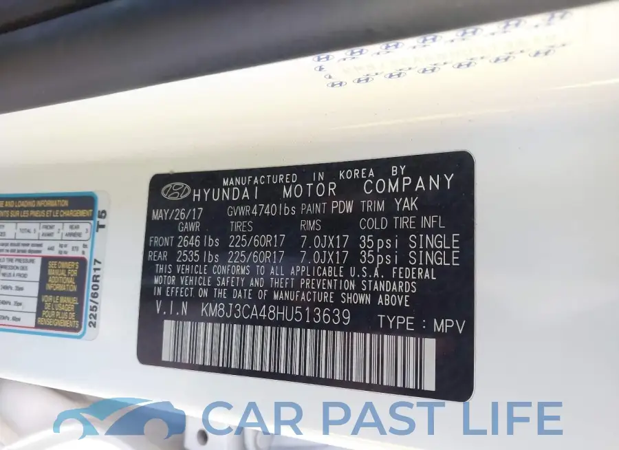 KM8J3CA48HU513639# 9