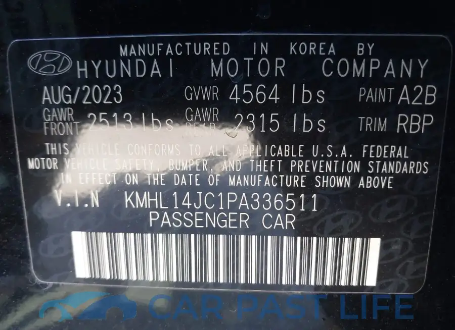 KMHL14JC1PA336511# 9