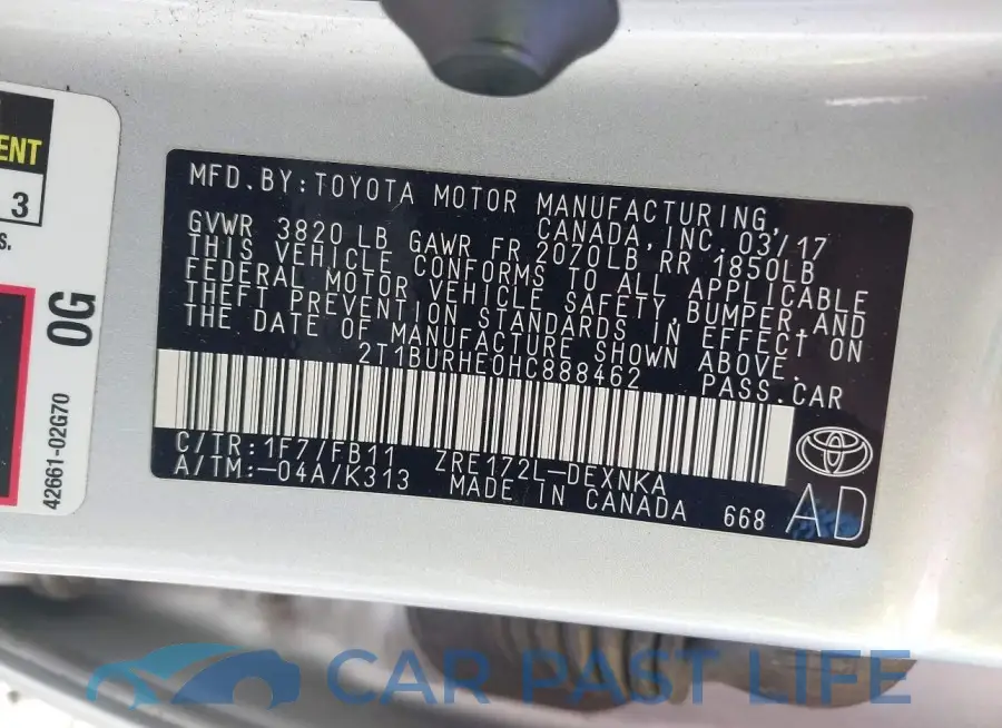 2T1BURHE0HC888462# 9