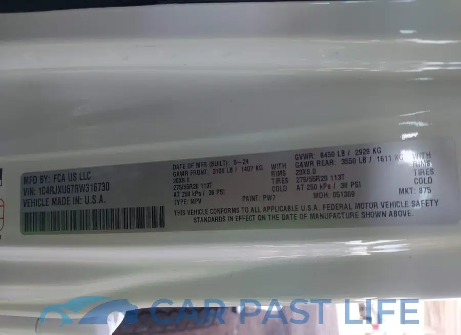 1C4RJXU67RW316730# 9