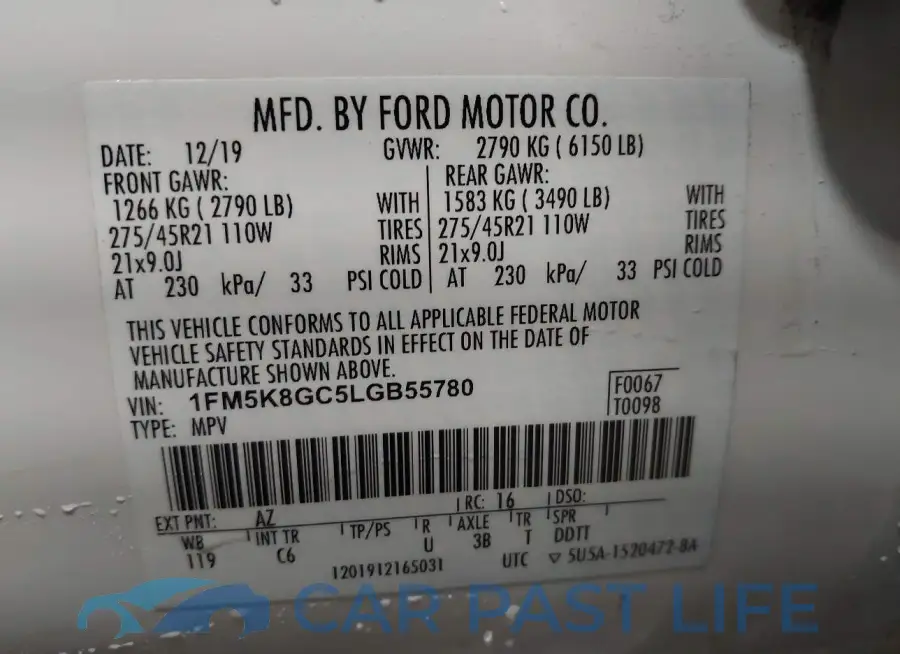 1FM5K8GC5LGB55780# 9