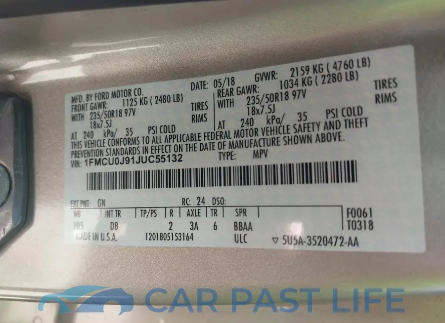 1FMCU0J91JUC55132# 9