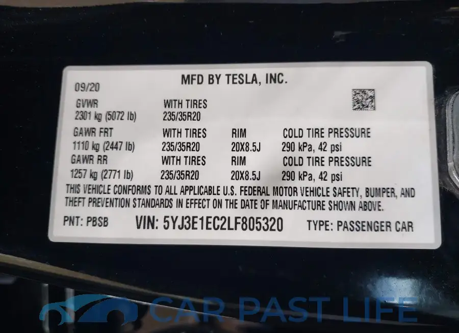 5YJ3E1EC2LF805320# 9