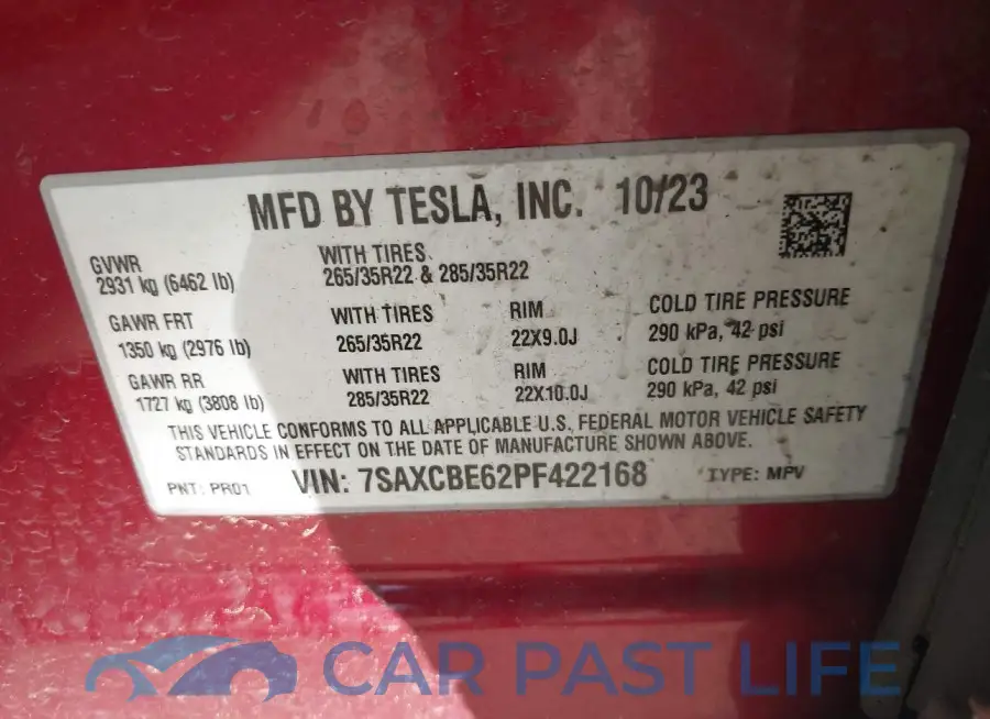 7SAXCBE62PF422168# 9
