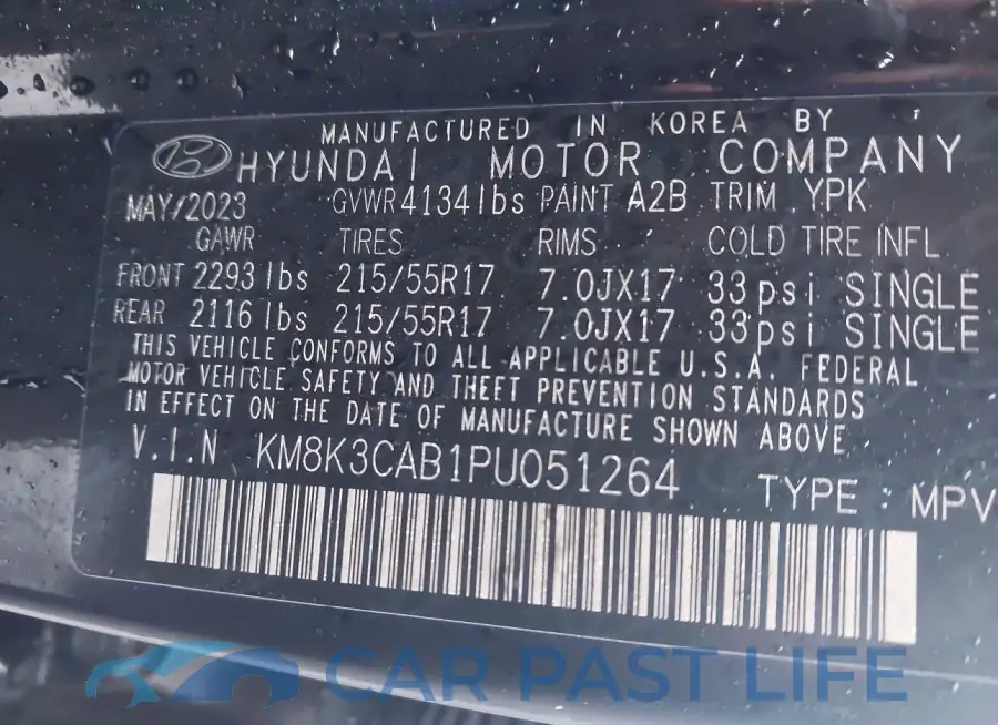 KM8K3CAB1PU051264# 9
