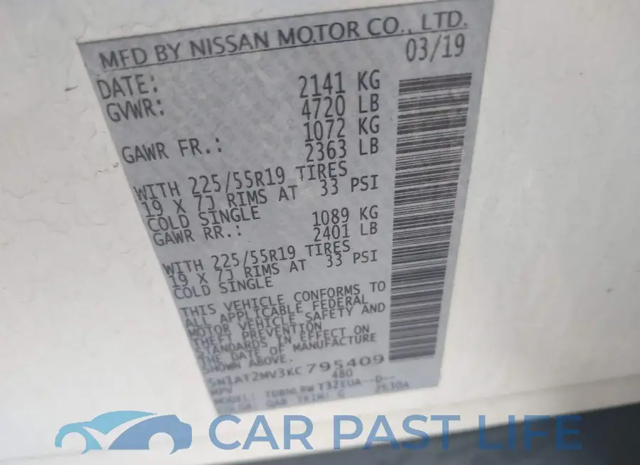 5N1AT2MV3KC795409# 9