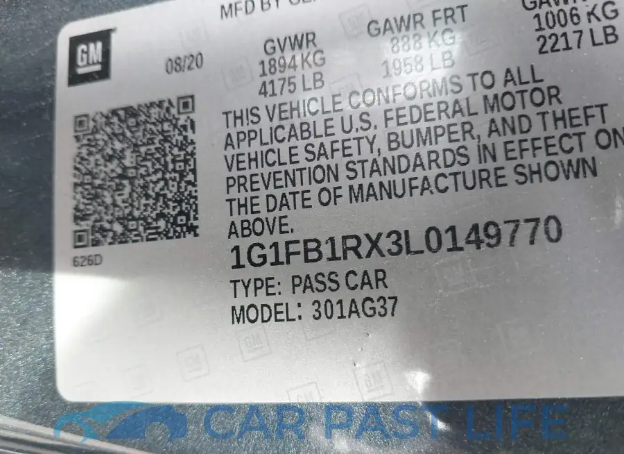 1G1FB1RX3L0149770# 9