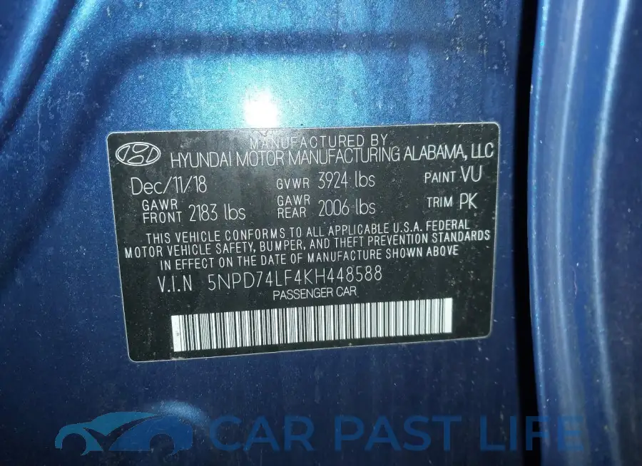 5NPD74LF4KH448588# 9