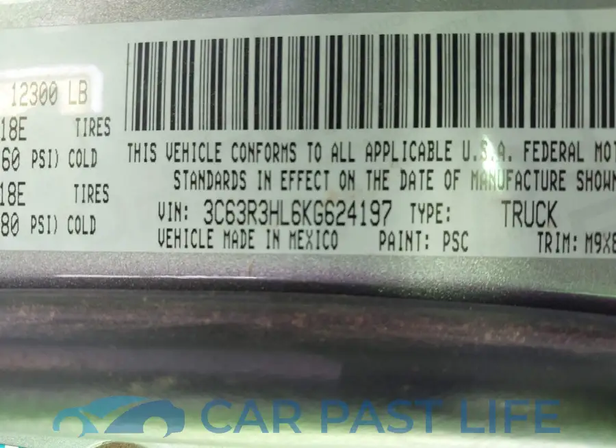 3C63R3HL6KG624197# 9
