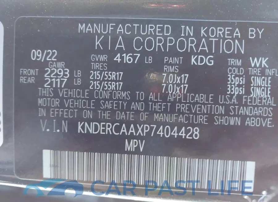 KNDERCAAXP7404428# 9