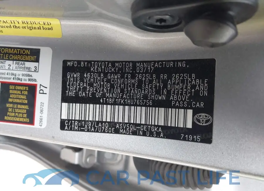 4T1BF1FK1HU765756# 9