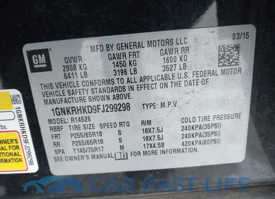 1GNKRHKD9FJ299298# 9