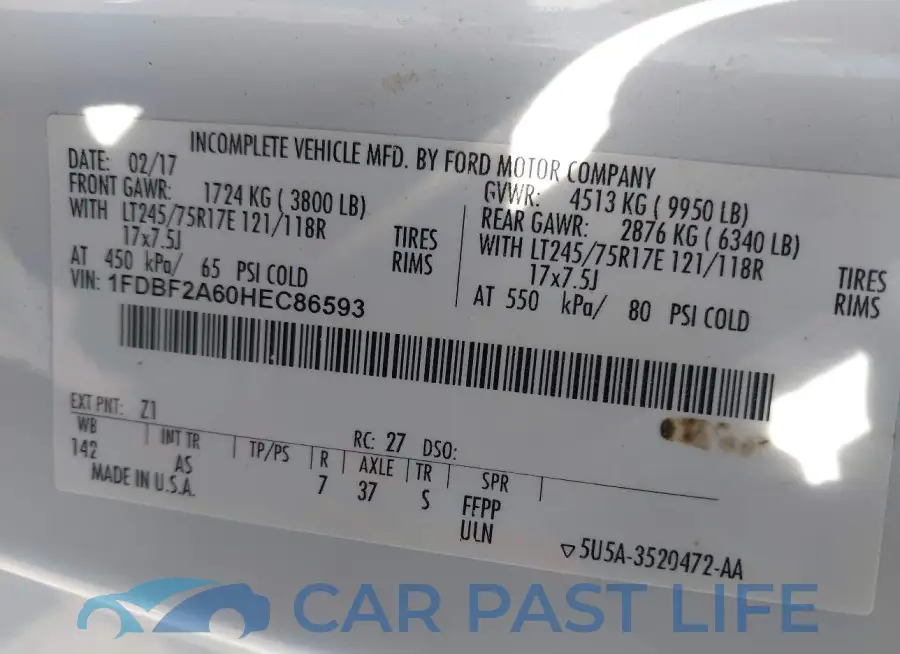1FDBF2A60HEC86593# 9
