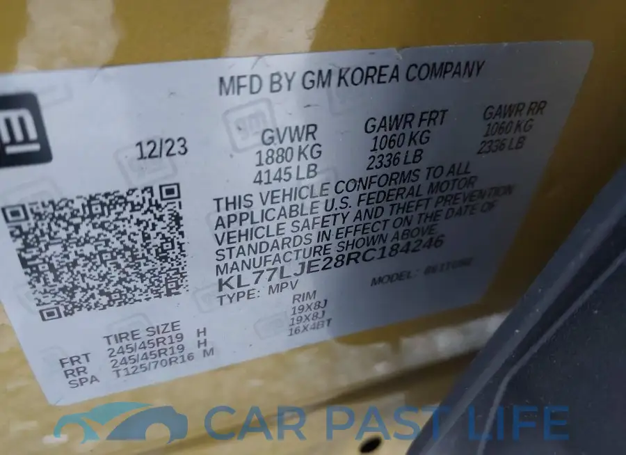 KL77LJE28RC184246# 9