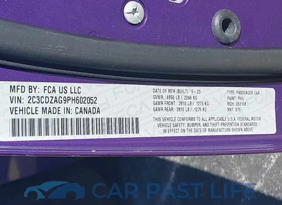 2C3CDZAG9PH602052# 9