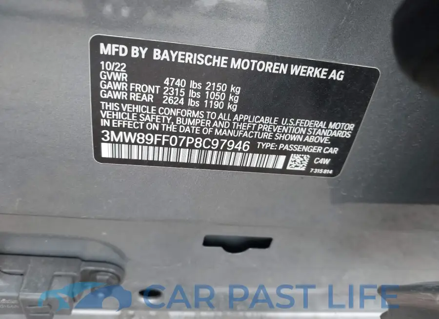 3MW89FF07P8C97946# 9