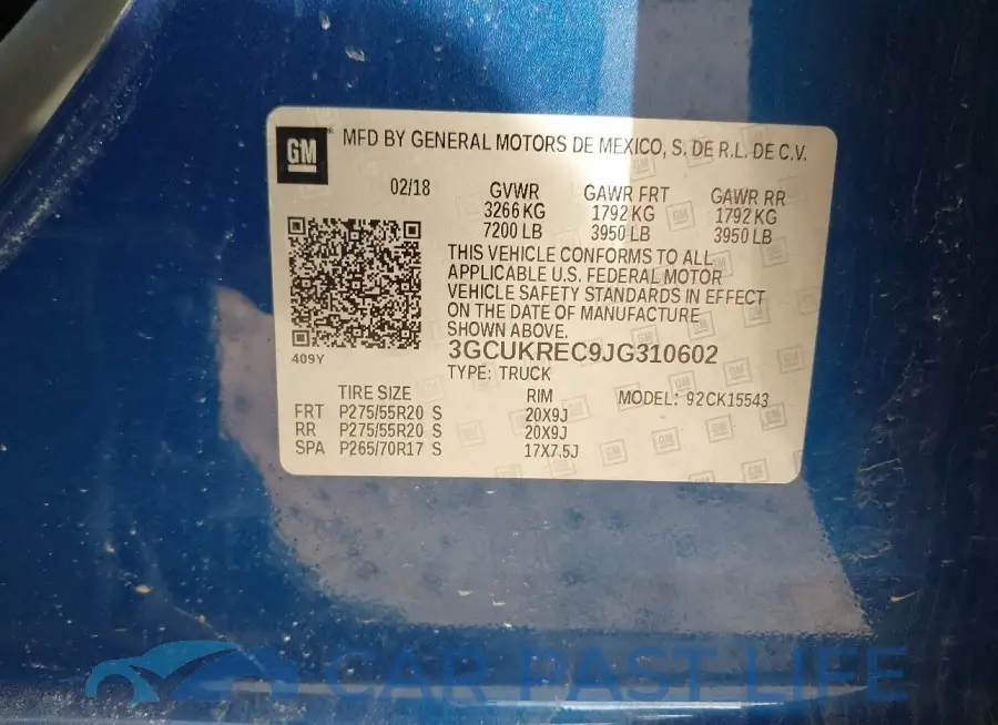 3GCUKREC9JG310602# 9