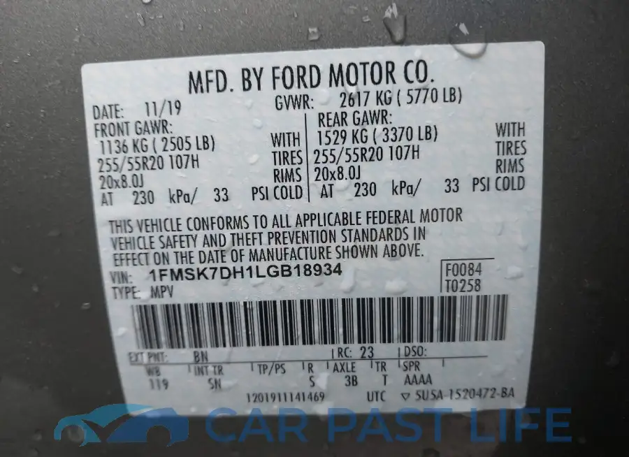 1FMSK7DH1LGB18934# 9