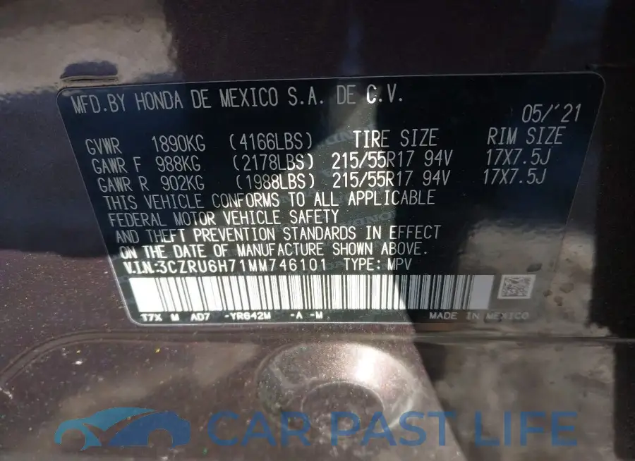 3CZRU6H71MM746101# 9