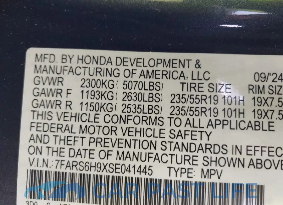 7FARS6H9XSE041445# 9