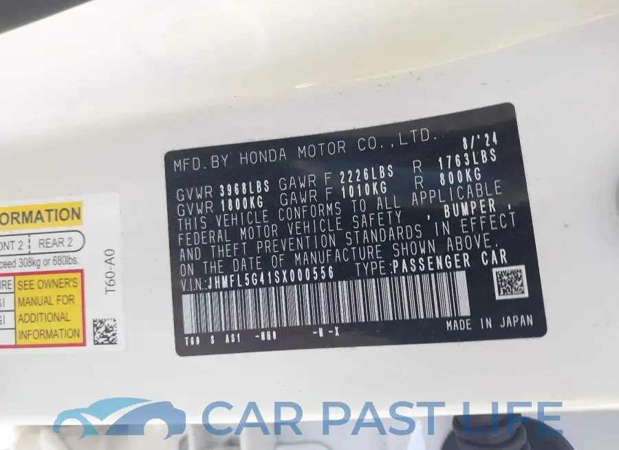 JHMFL5G41SX000556# 9