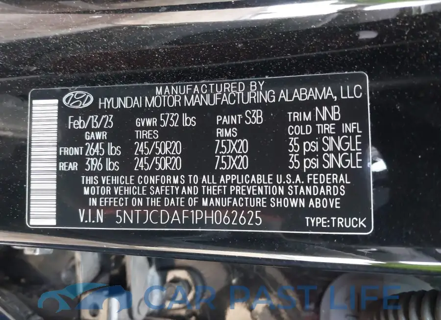 5NTJCDAF1PH062625# 9