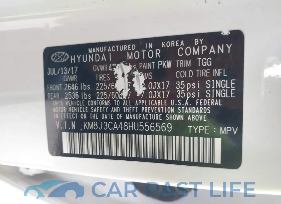 KM8J3CA48HU556569# 9