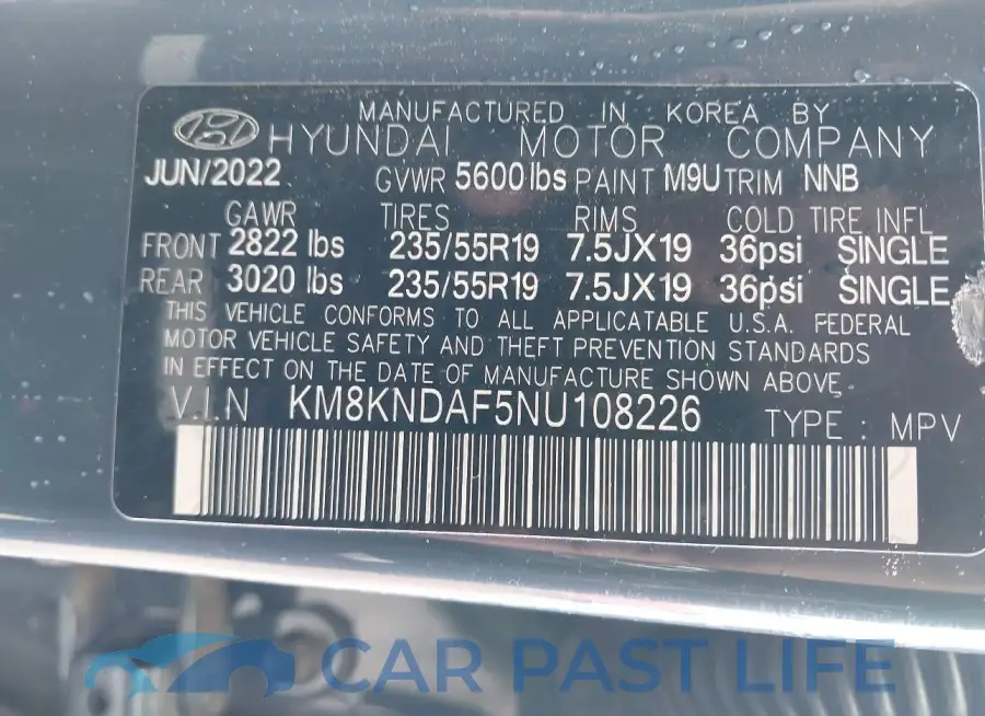 KM8KNDAF5NU108226# 9