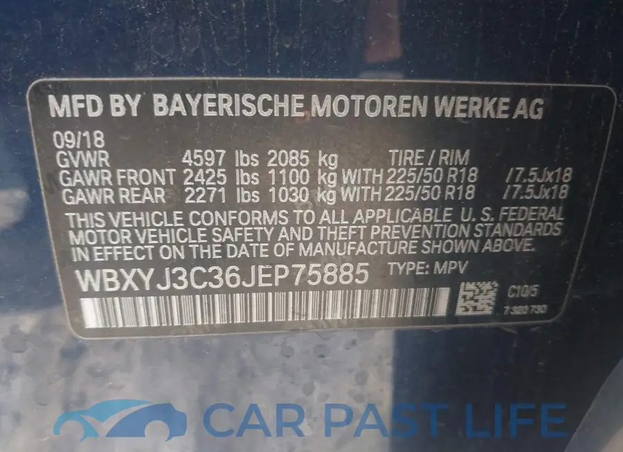 WBXYJ3C36JEP75885# 9