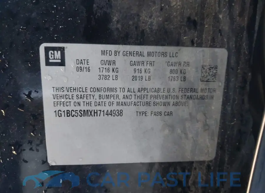 1G1BC5SMXH7144938# 9