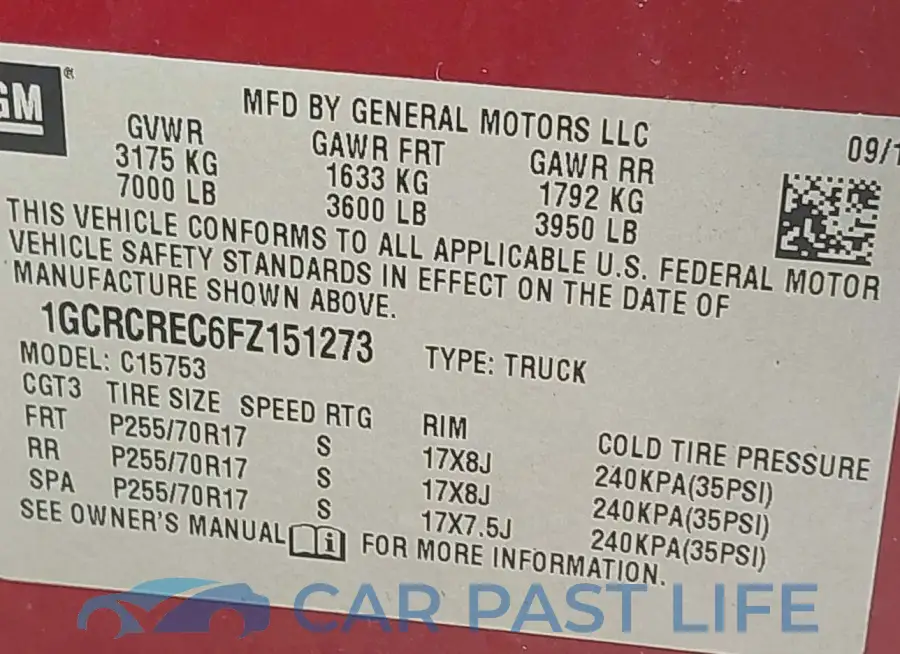1GCRCREC6FZ151273# 9