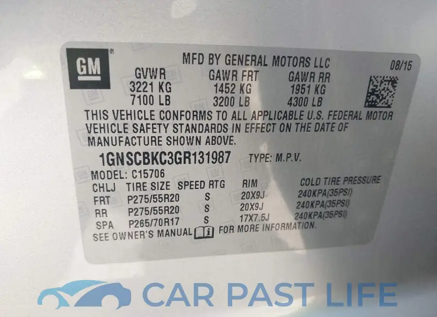1GNSCBKC3GR131987# 9