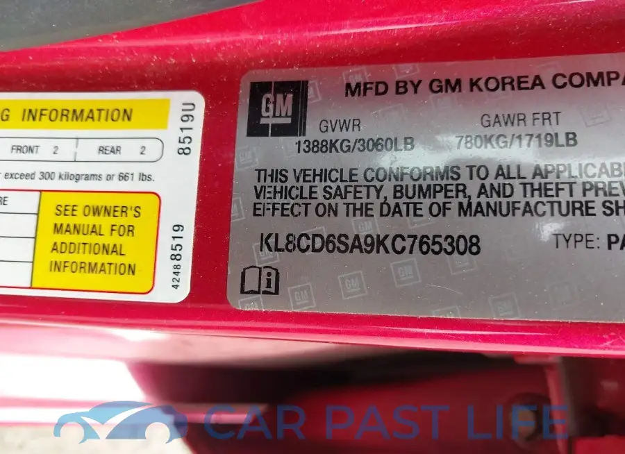 KL8CD6SA9KC765308# 9