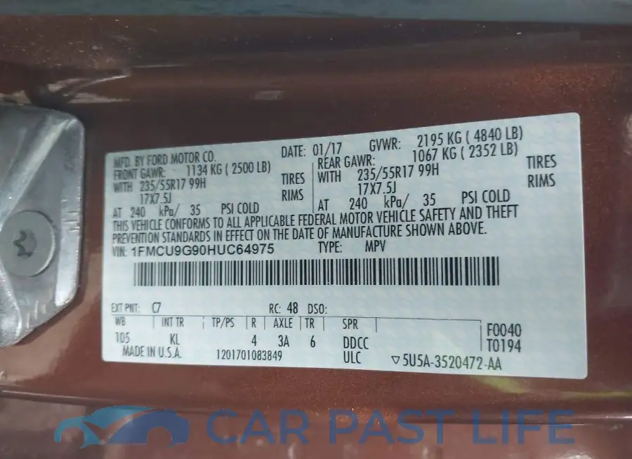 1FMCU9G90HUC64975# 9