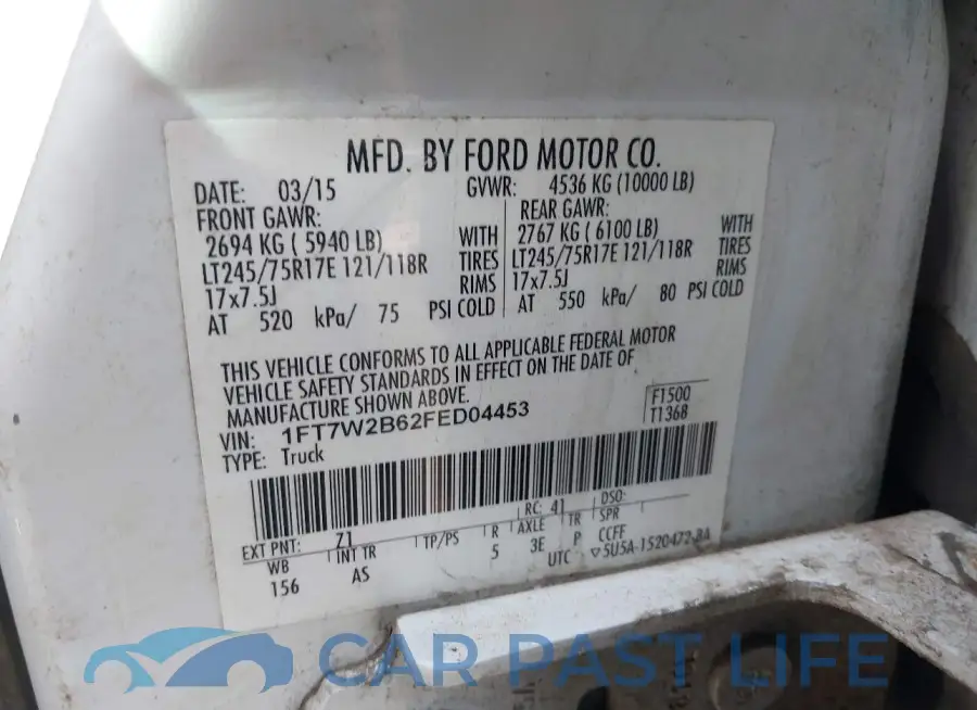 1FT7W2B62FED04453# 9