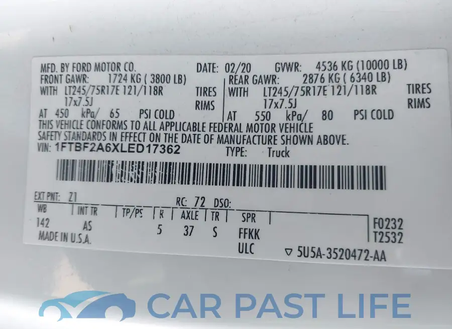 1FTBF2A6XLED17362# 9