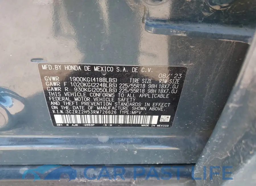 3CZRZ2H53RM726626# 9