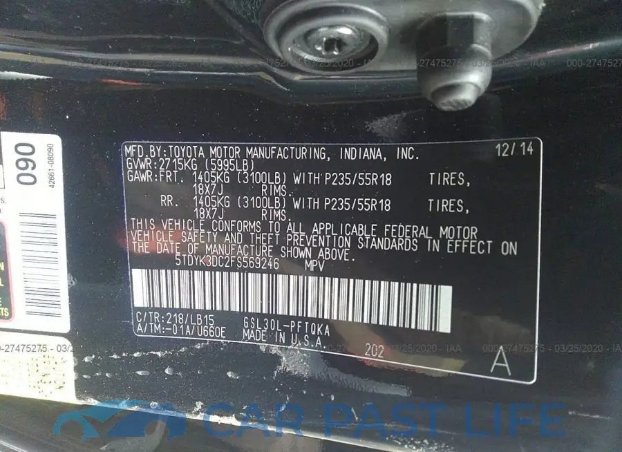 5TDYK3DC2FS569246# 9