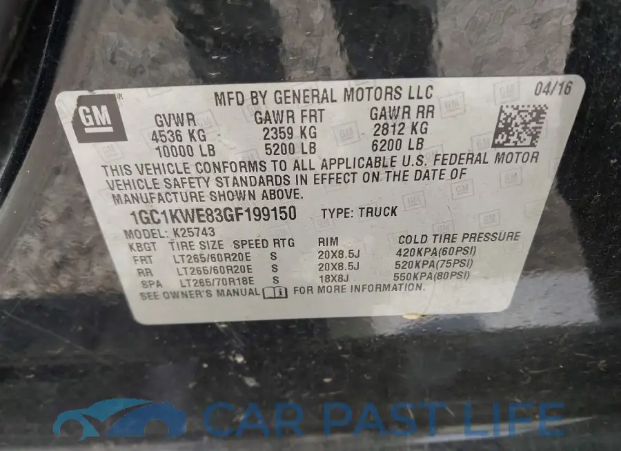 1GC1KWE83GF199150# 9