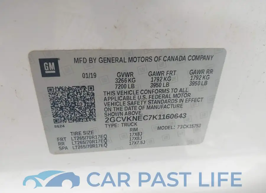 2GCVKNEC7K1160643# 9