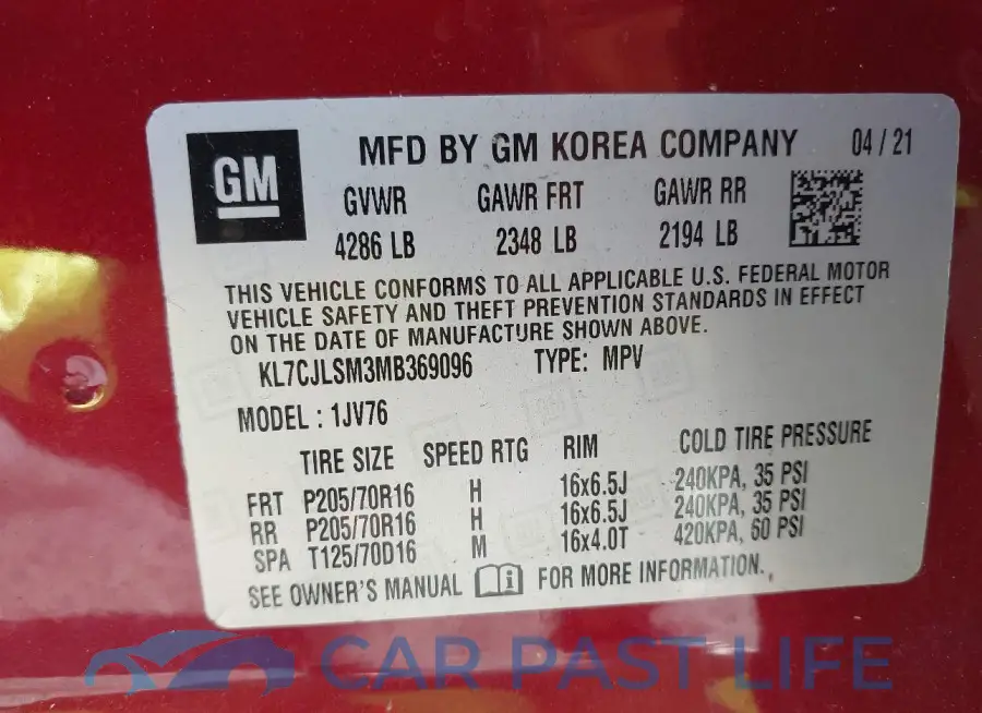 KL7CJLSM3MB369096# 9