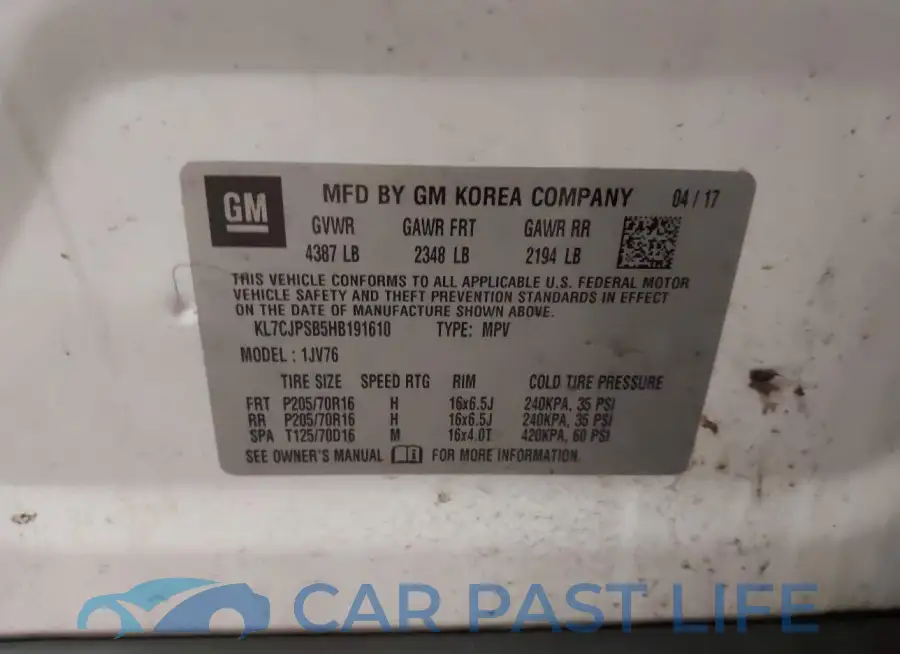 KL7CJPSB5HB191610# 9