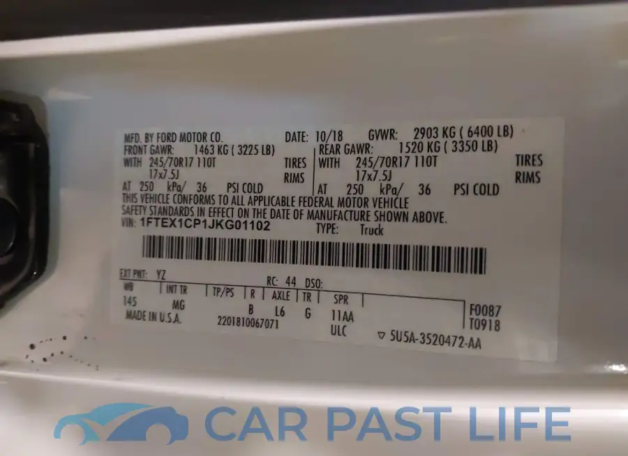 1FTEX1CP1JKG01102# 9
