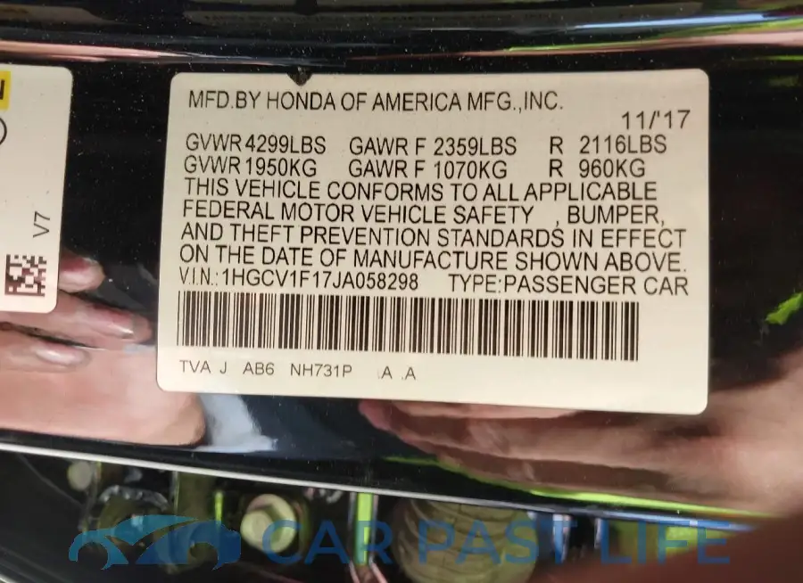 1HGCV1F17JA058298# 9