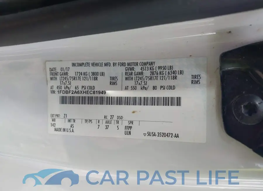 1FDBF2A6XHEC81949# 9