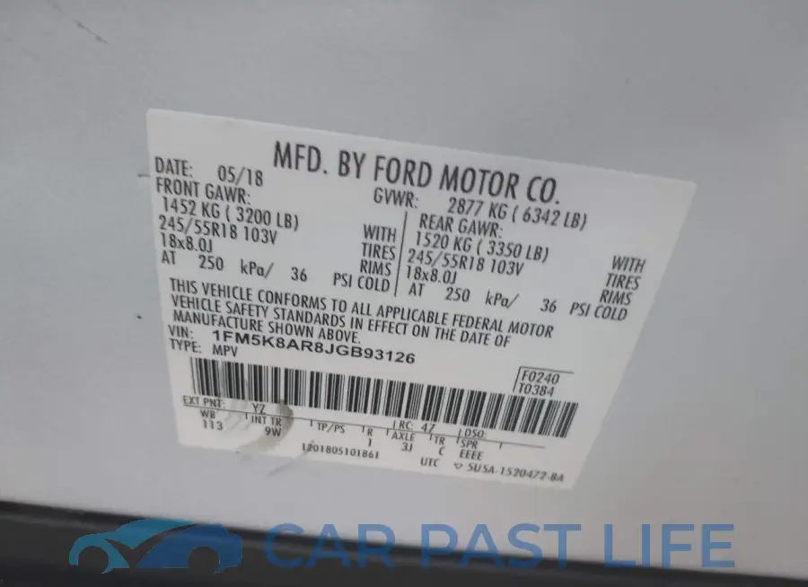 1FM5K8AR8JGB93126# 9