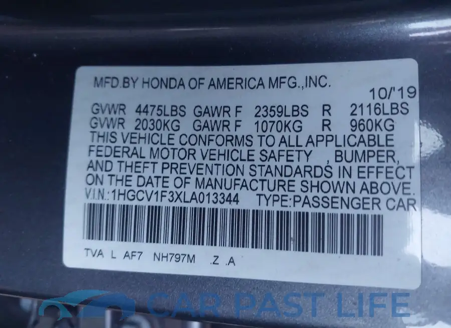 1HGCV1F3XLA013344# 9